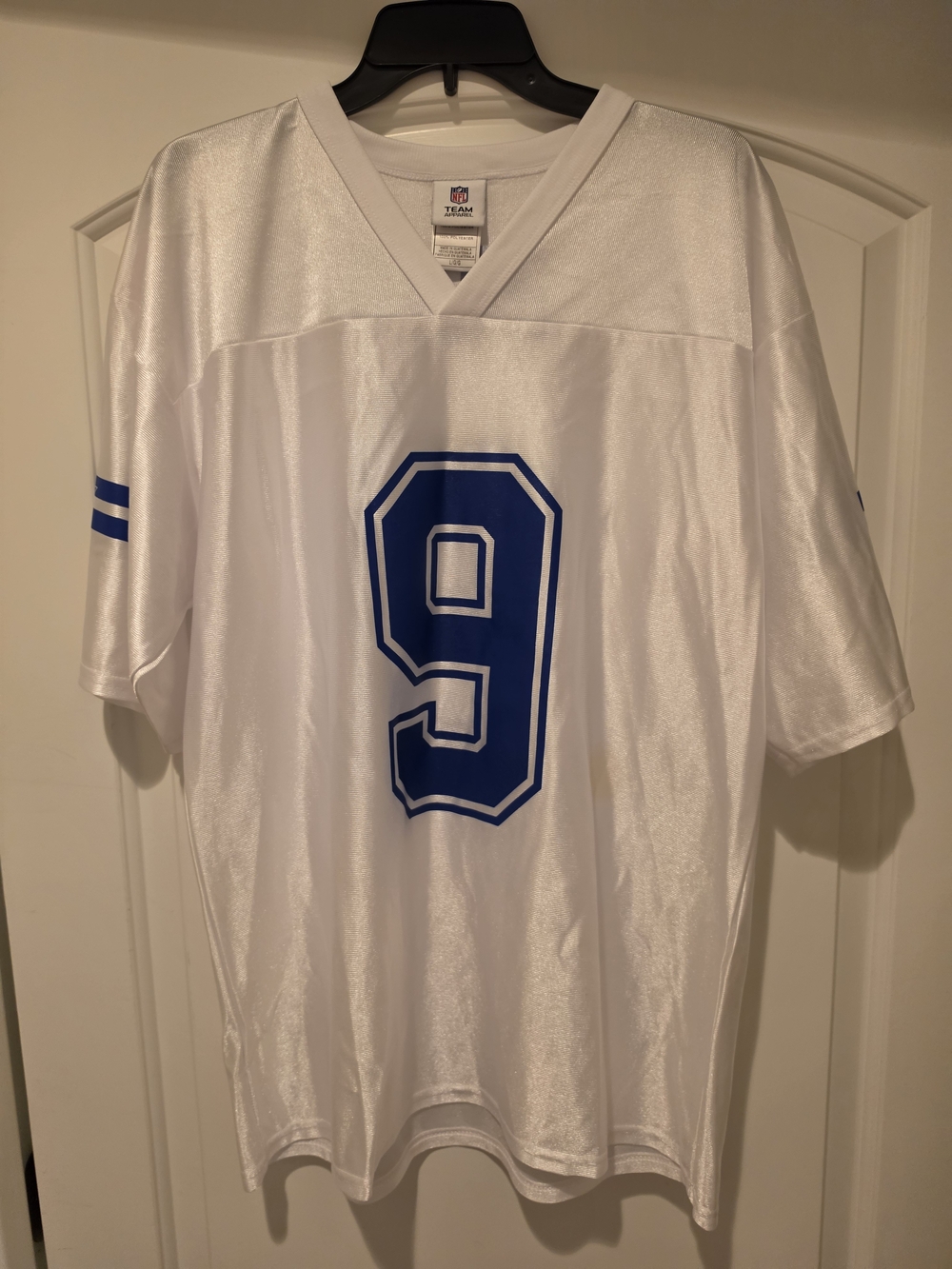 NFL White Dallas Cowboy Men's Football Jersey with Blue Number 9